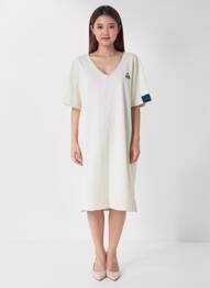 Rochie midi mâneci scurte mâneci scurte bej LE COQ SPORTIF femeie
