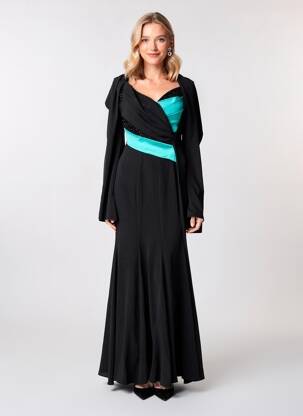 Rochie lungă țesătură crep fără mâneci negru MUSANI MILANO femeie