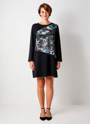 Rochie scurtă mâneci lungi mâneci lungi negru MARBLE femeie