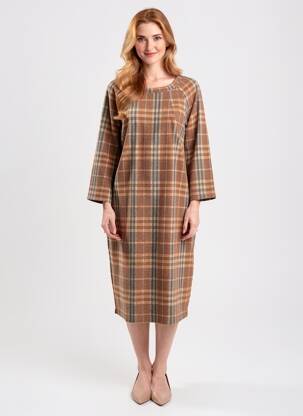 Rochie midi mâneci 3/4 mâneci 3/4 maro NINATI femeie