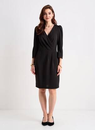 Rochie midi mâneci 3/4 mâneci 3/4 negru IKKS femeie