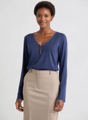 Tricou mâneci lungi mâneci lungi albastru LA FEE MARABOUTEE femeie