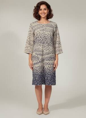 Rochie midi mâneci 3/4 mâneci 3/4 bej LA FEE MARABOUTEE femeie