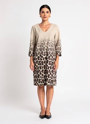 Rochie midi mâneci 3/4 mâneci 3/4 bej NINATI femeie