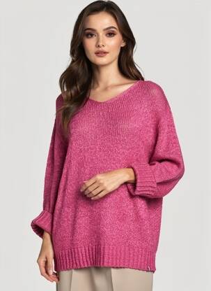Pulover croială dreaptă mâneci lungi roz PULL & MAILLE femeie