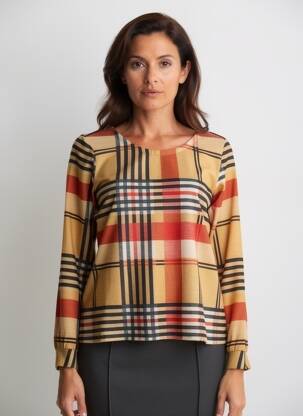 Pulover croială dreaptă mâneci lungi bej LO! LES FILLES femeie