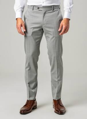 Pantalon slim țesătură melanj talie înaltă gri MEYER bărbat