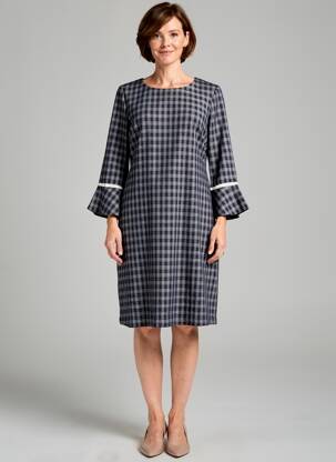 Rochie midi țesătură crep mâneci lungi albastru SENORETTA femeie