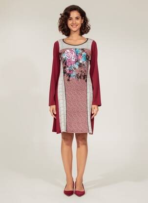 Rochie midi mâneci lungi mâneci lungi roșu MALOKA femeie