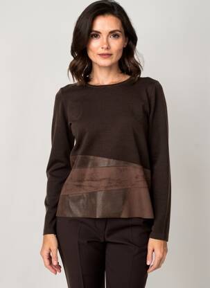 Pulover croială cambrată mâneci lungi maro TRIPODE femeie