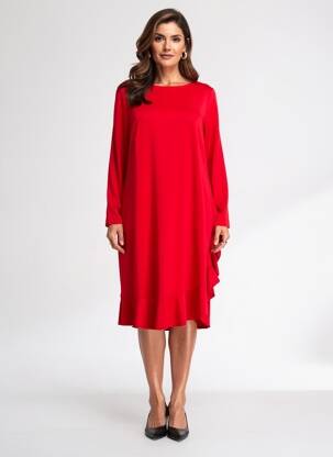 Rochie midi mâneci lungi mâneci lungi roșu MAT. femeie