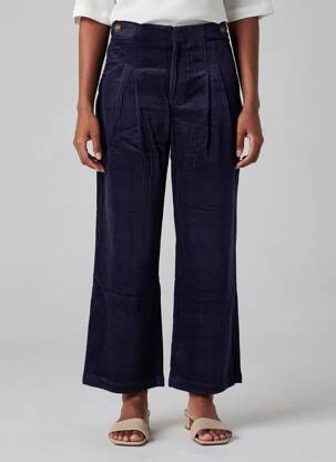Pantalon larg închidere cu fermoar sub clapetă cu cârlig mărime normală albastru SEE U SOON femeie