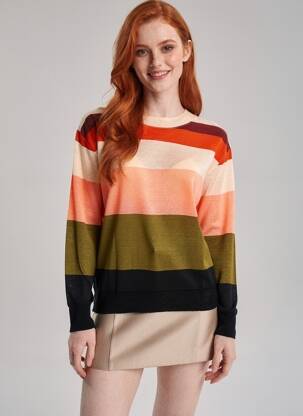 Pulover croială cambrată mâneci lungi bej BELLA JONES femeie