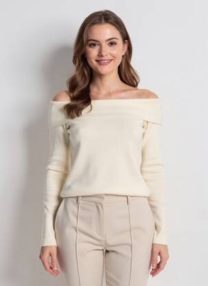 Pulover croială cambrată mâneci lungi bej ZARA femeie