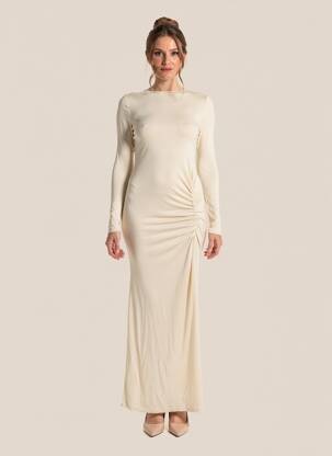 Rochie lungă mâneci lungi mâneci lungi bej OH POLLY femeie