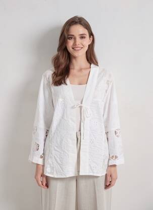Jachete casual croială dreaptă alb STRADIVARIUS femeie