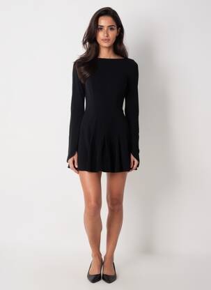 Rochie scurtă închidere cu fermoar la spate mâneci lungi negru HOUSE OF CB LONDON femeie