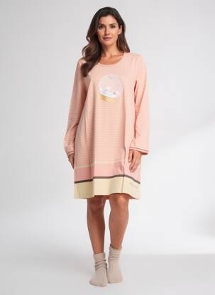 Cămașă de noapte mâneci lungi roz ROSE POMME femeie