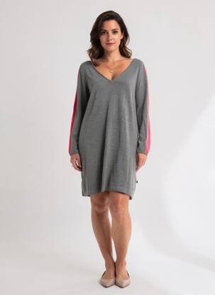 Rochie pulover guler în v mâneci lungi gri ADIA femeie