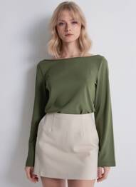Top elasticitate mâneci lungi verde CIDER femeie