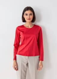 Top țesătură jersey mâneci lungi roșu SANS MARQUE femeie