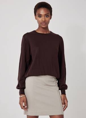 Pulover elasticitate mâneci lungi maro UNIQLO femeie
