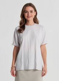 Tricou elasticitate mâneci scurte gri BERSHKA femeie