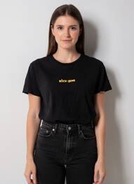 Tricou serigrafie mâneci scurte negru SANS MARQUE femeie