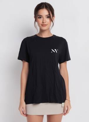 Tricou croială dreaptă mâneci scurte negru B&C femeie