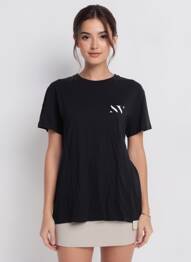 Tricou croială dreaptă mâneci scurte negru B&C femeie