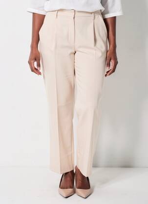 Pantalon drept țesătură crep talie înaltă bej OUTFITBOOK femeie