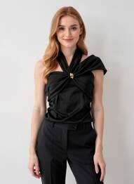 Top țesătură jersey bretele subțiri negru CIDER femeie