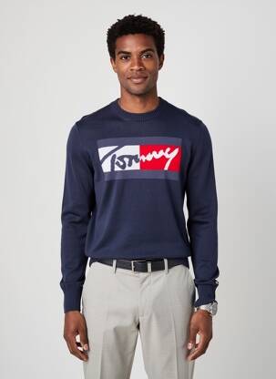 Pulover țesătură moale și aerisită mâneci lungi albastru TOMMY HILFIGER bărbat