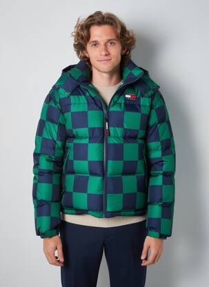Geacă matlasată mâneci lungi cu glugă verde TOMMY HILFIGER bărbat
