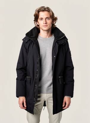Parka finisaj interior căptușeală satinată cu glugă negru LEE COOPER bărbat