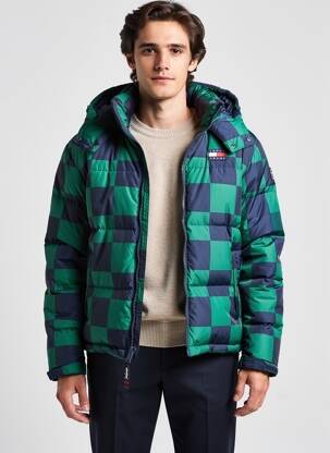 Geacă matlasată mâneci lungi cu glugă verde TOMMY HILFIGER bărbat