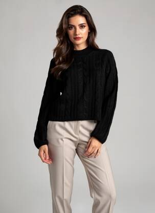 Pulover elasticitate mâneci lungi negru JACQUELINE DE YONG femeie