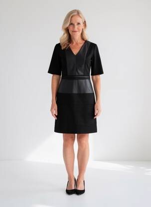 Rochie scurtă închidere cu fermoar la spate mâneci scurte negru JULIE GUERLANDE femeie