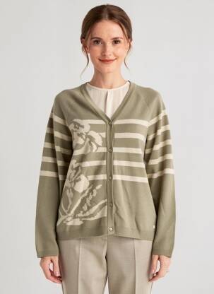 Vestă cu mâneci lungi croială cambrată verde CREAM femeie