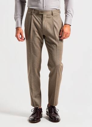 Pantalon slim închidere cu fermoar sub clapetă cu nasturi bej TOMMY HILFIGER bărbat