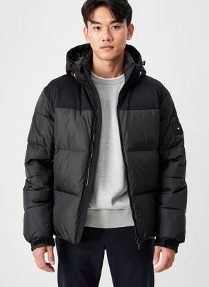 Geacă matlasată mâneci lungi cu glugă negru TOMMY HILFIGER bărbat