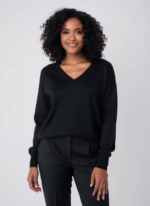Pulover croială cambrată mâneci lungi negru MOSCHINO femeie