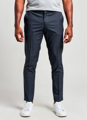 Pantalon slim talie cu cleme talie înaltă albastru LUIGI MORINI bărbat
