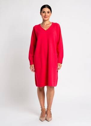 Rochie pulover guler în v mâneci lungi roz OUI femeie