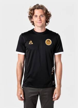 Tricou croială dreaptă mâneci scurte negru LE COQ SPORTIF bărbat