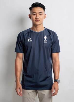 Tricou croială cambrată mâneci scurte albastru LE COQ SPORTIF bărbat