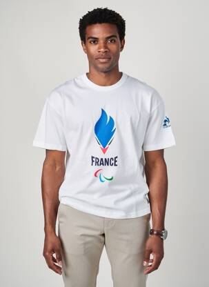 Tricou croială dreaptă mâneci scurte alb LE COQ SPORTIF bărbat