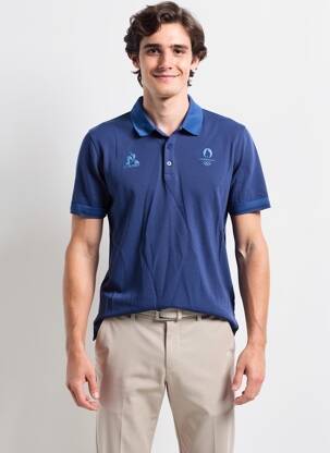 Polo croială cambrată mâneci scurte albastru LE COQ SPORTIF bărbat