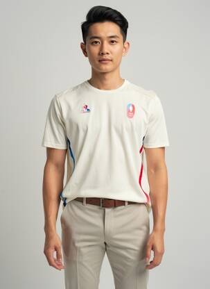 Tricou broderie mâneci scurte alb LE COQ SPORTIF bărbat