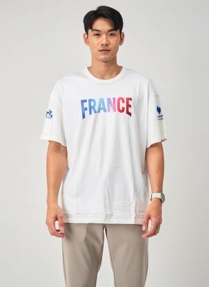 Tricou croială dreaptă mâneci scurte alb LE COQ SPORTIF bărbat